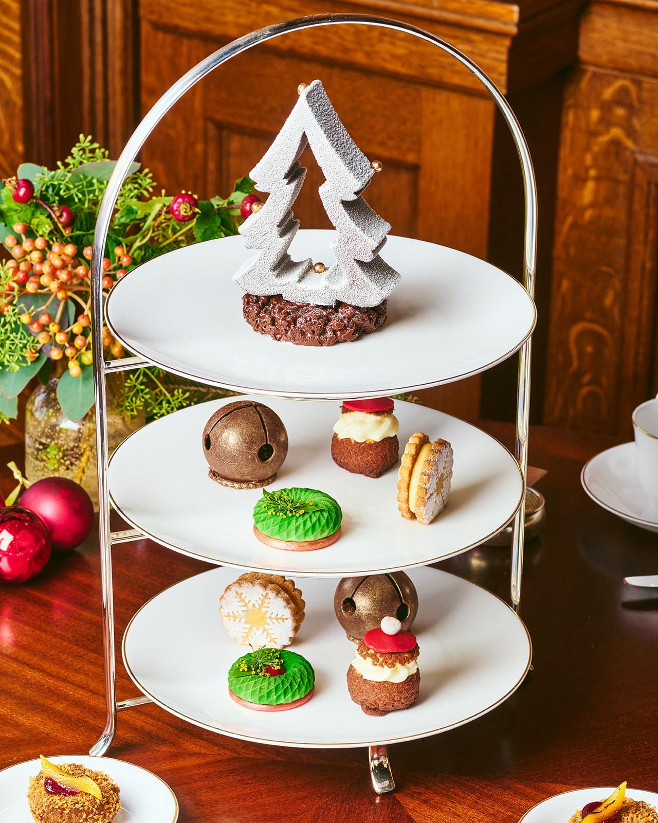 Festive Afternoon Tea Pastries At Raffles London